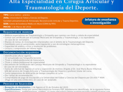 Curso Alta Especialidad en Cirugía Articular y Traumatología del Deporte